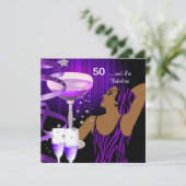 50e verjaardag Retro Diva Fabulous Paars Kaart (Staand voorkant)