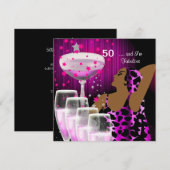 50e verjaardag Retro Diva Fabulous Pink Kaart (Voorkant / Achterkant)