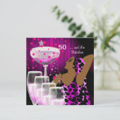 50e verjaardag Retro Diva Fabulous Pink Kaart (Staand voorkant)