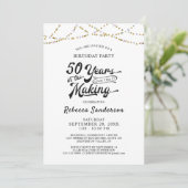 50e verjaardag Retro Gold Black String Lights Kaart (Staand voorkant)