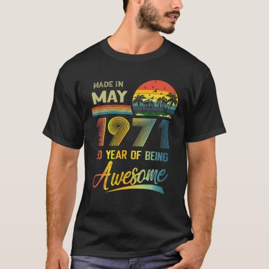 50e verjaardag  retro mei 1971 50 jaar t-shirt (Voorkant)