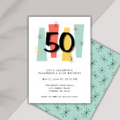 50e verjaardag Retro Midcentury Modern Kleurrijk Kaart