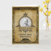 50e verjaardag Retro  Monogram Foto Adult Kaart (Gele Bloem)