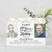 50e verjaardag Retro Typografie Goud Zwart Foto Kaart (Staand voorkant)