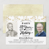 50e verjaardag Retro Typografie Goud Zwart Foto Kaart (Voorkant / Achterkant)