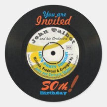 50e Verjaardag Retro Vinyl Record 45 RPM R Sticker