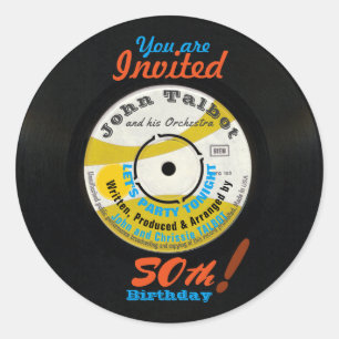 50e verjaardag retrovinyl record 45 RPM R sticker