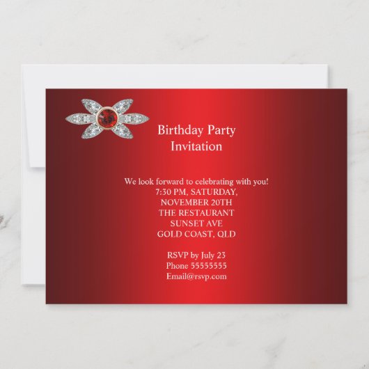 50e verjaardag Rich Red Silk Diamond Afbeelding Kaart (Achterkant)