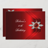 50e verjaardag Rich Red Silk Diamond Afbeelding Kaart (Voorkant / Achterkant)
