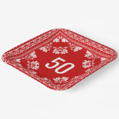 50e verjaardag Rode Bandana Papieren Bordje (Gebogen)