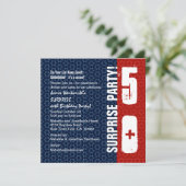 50e verjaardag Rode blauwe sterren Kaart (Staand voorkant)