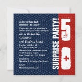 50e verjaardag Rode blauwe sterren Kaart (Voorkant)