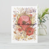 50e verjaardag Rode papaver Kaart (Staand voorkant)