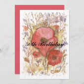 50e verjaardag Rode papaver Kaart (Voorkant / Achterkant)