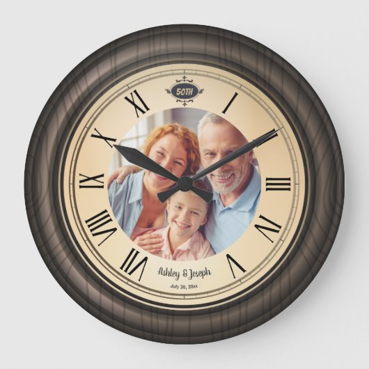  50e verjaardag roman cijfers houten grote klok (Voorkant)
