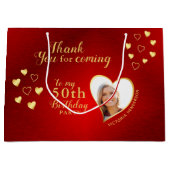 50e verjaardag rood en goud Dank je wel Groot Cadeauzakje (Voorkant)