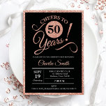 50e verjaardag - Roos Gold Black ELKE LEEFTIJD Kaart<br><div class="desc">50e verjaardag uitnodiging voor vrouwen. Elegant nodigt een zwarte kaart uit met faux glitter roos gold folie. Functies lettertype typografiescript. Cheers tot 50 jaar! Kan elk jaar worden gepersonaliseerd. Ideaal voor een mijlpaal op de dag van de volwassen dag.</div>