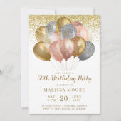 50e verjaardag Roos Gold en goudglitter Kaart (Voorkant)