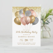 50e verjaardag Roos Gold en goudglitter Kaart (Staand voorkant)