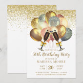 50e verjaardag Roos Gold en goudglitter Kaart (Voorkant / Achterkant)