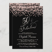50e verjaardag Roos Gold Glitter Black Kaart (Voorkant / Achterkant)