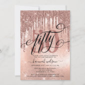 50e verjaardag Roos Gold Glitter & Folie Kaart (Voorkant)