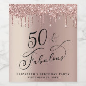 50e verjaardag Roos Gold Glitter op maat Wijn Etiket (Enkel label)