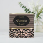 50e verjaardag | Roos-, goud- en zwartwitscherm Kaart (Staand voorkant)