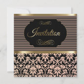 50e verjaardag | Roos-, goud- en zwartwitscherm Kaart (Voorkant)