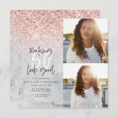 50e verjaardag roos goud glitter marmer modern chi (Voorkant / Achterkant)