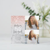 50e verjaardag roos goud glitter marmer modern chi (Staand voorkant)