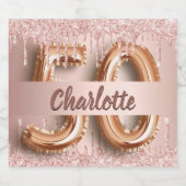 50e verjaardag roos goud glitter monogram luxe sparkling wijnetiket (Enkel label)