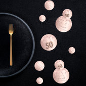 50e verjaardag roos goud glitter roze monogram confetti