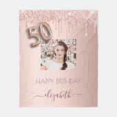 50e verjaardag roos goud glitter wazige roze foto fleece deken (Voorkant)