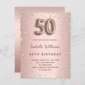 50e verjaardag roos gouddiamanten glazuur briefkaart (Voorkant / Achterkant)