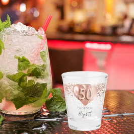 50e verjaardag roos gouden ballonnen naam shot glas