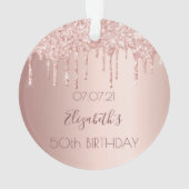 50e verjaardag roos gouden blush glitter druppels ornament (achterkant)