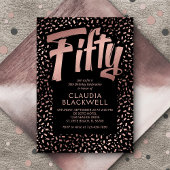 50e Verjaardag Roos Gouden Confetti Kaart