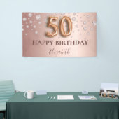 50e verjaardag roos gouden diamanten ballonschrift spandoek (Beurs)