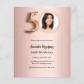 50e verjaardag roos gouden fotouitnodiging (Voorkant)