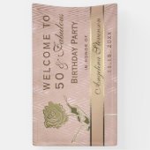 50e Verjaardag Roos Gouden Glitter Flower Spandoek (Verticaal)