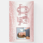 50e Verjaardag Roos Gouden Glitter Lichten Foto Spandoek (Verticaal)