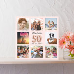 50e verjaardag roos gouden roze aangepaste fotocol imitatie canvas print<br><div class="desc">Een unieke gave voor een 50ste verjaardag, die haar leven viert met een collage van acht van je eigen foto's, afbeeldingen. Pas haar naam en een datum aan en voeg deze toe. Een roos goudkleurige, wazige roze achtergrond. De naam wordt geschreven met een modern handgeschreven stijlmanuscript, aantal 50 met een...</div>