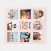 50e verjaardag roos gouden roze foto collage naam fleece deken (Voorkant (Horizontaal))