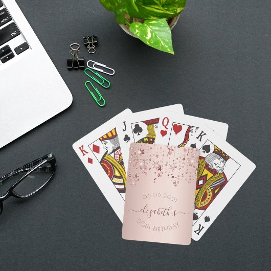50e verjaardag roos gouden sterren naam pokerkaarten