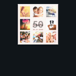 50e verjaardag roos gouden zwarte roze fotonaam canvas afdruk<br><div class="desc">Een unieke 50e verjaardagsgeschenk of -hoed, die haar leven viert met een collage van 8 van je foto's. Voeg afbeeldingen van haar familie, vrienden, huisdieren, hobbies of droomreisbestemming toe. Pas een naam, leeftijd 50 en een datum aan en voeg deze toe. Grijze en zwarte gekleurde letters. Een goudkleurige achtergrond van...</div>