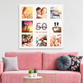 50e verjaardag roos gouden zwarte roze fotonaam canvas afdruk (Insitu (Woonkamer))