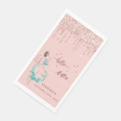 50e verjaardag roos goudglitter drip hallo 50 naam servet (Hoek)