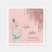 50e verjaardag roos goudglitter drip hallo 50 naam servet (Voorkant)