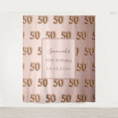 50e verjaardag roos goudroze monogram luxueus wandkleed (Voorkant)